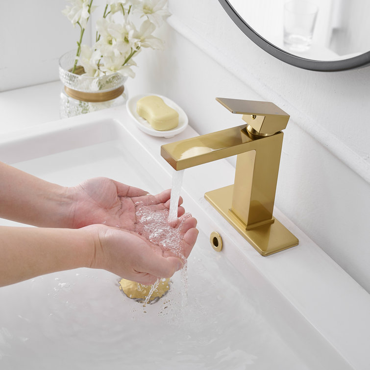 Brushed Gold Single Handle Modern Bathroom Faucet