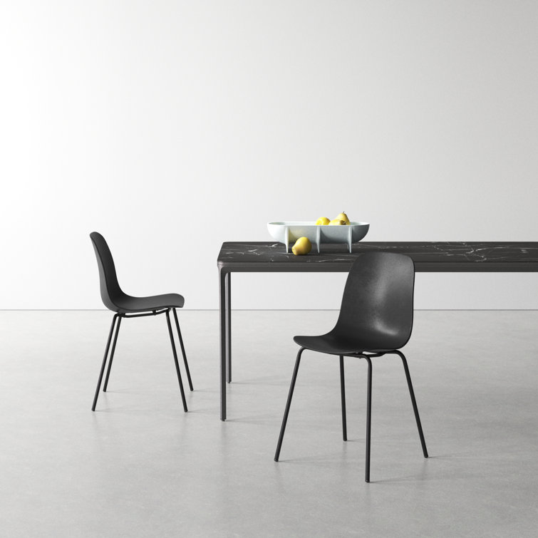 Aleta Black Plastic and Metal Dining Chairs, Set of 2