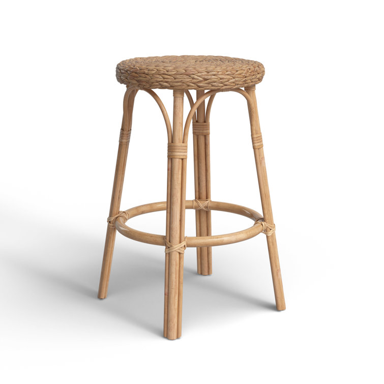 Natural Light Brown Wicker Rattan Backless Counter Stool