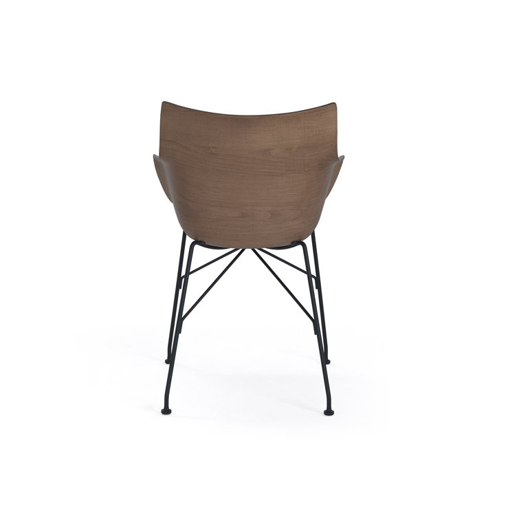 Philippe Starck Q-Wood Slatted Dark Ash and Black Metal Armchair