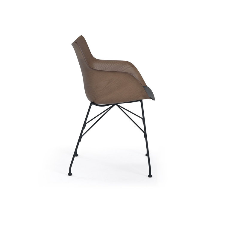 Philippe Starck Q-Wood Slatted Dark Ash and Black Metal Armchair