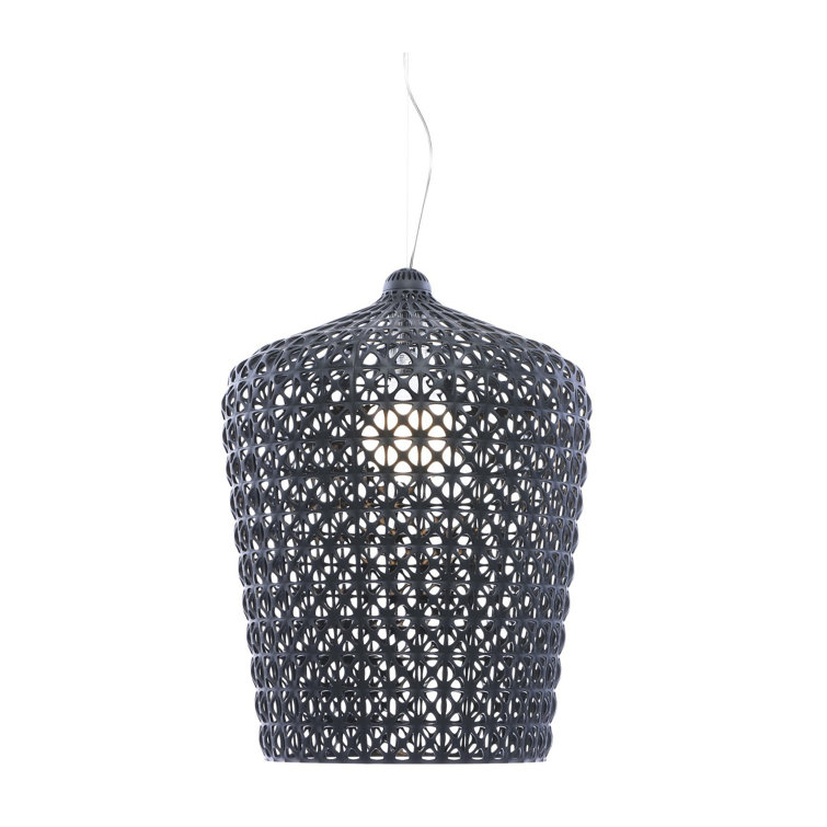 Elegant Kabuki Black Crystal LED Suspension Pendant