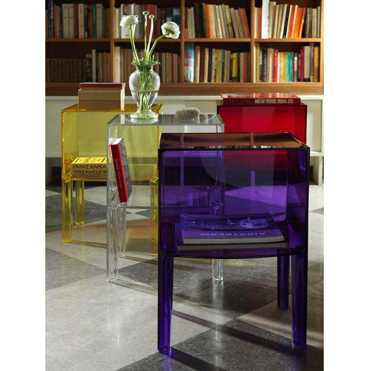 Small Ghost Buster 14.6" Transparent Cube Bedside Table