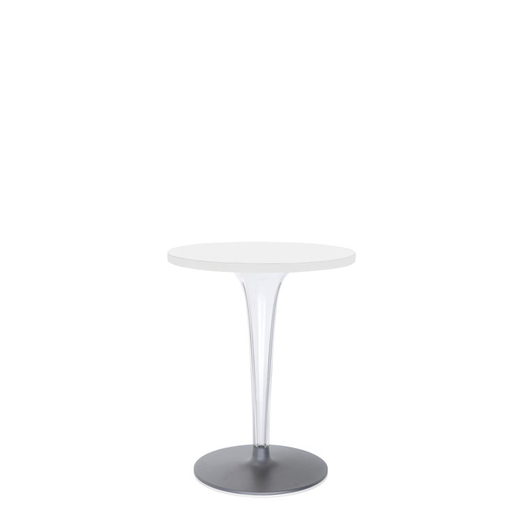 White Melamine 24" Square Coffee Table with Transparent Legs