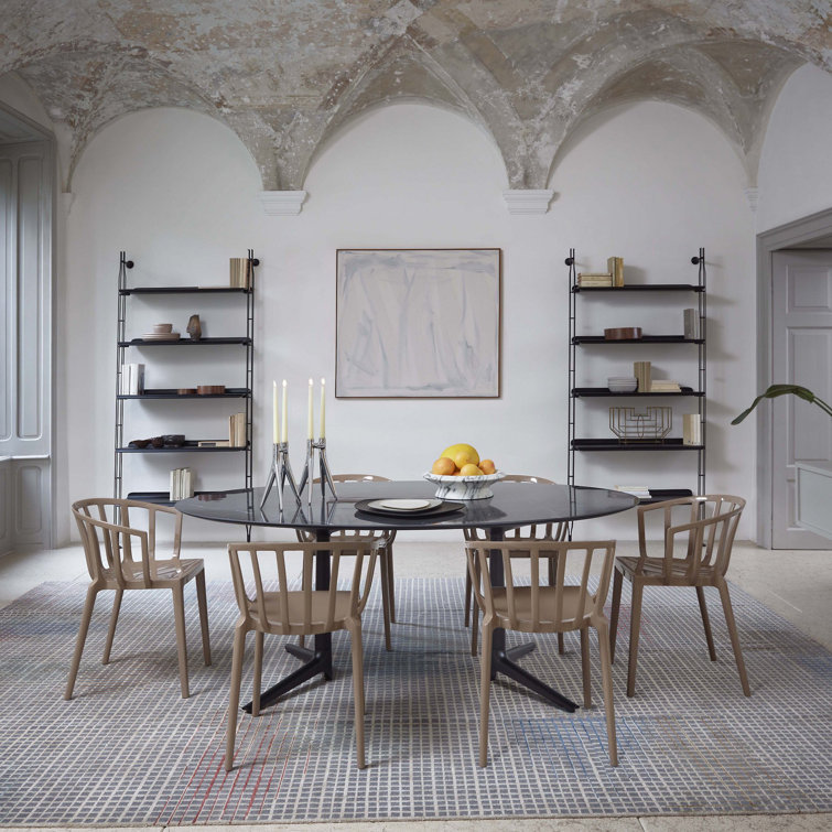 Dove Gray Venice-Inspired Plastic Arm Chair