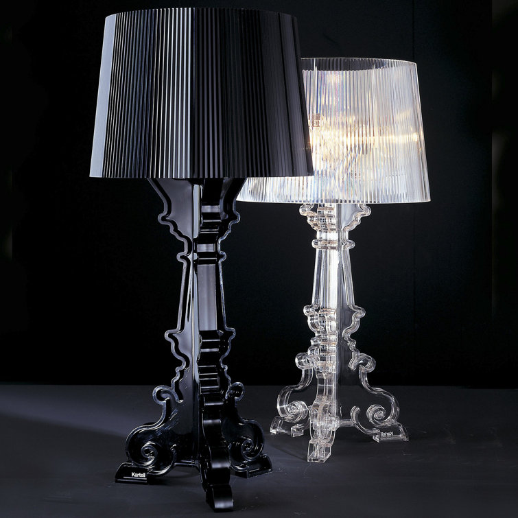 Adjustable Bourgie Outdoor Table Lamp in Matte Black with Pleated Shade