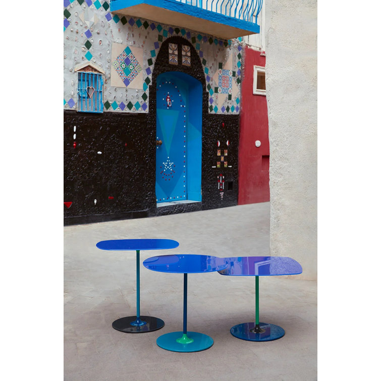 Thierry Gray Square Petite Metal & Glass Table by Piero Lissoni