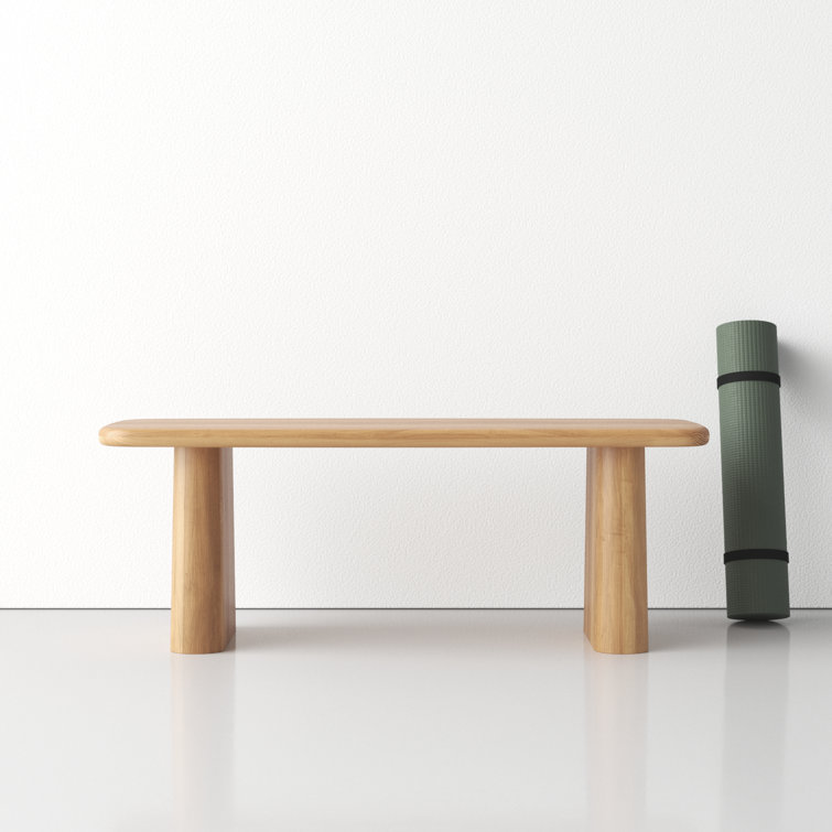 Natural Oak Solid Wood Dining Bench with Sculpted Legs