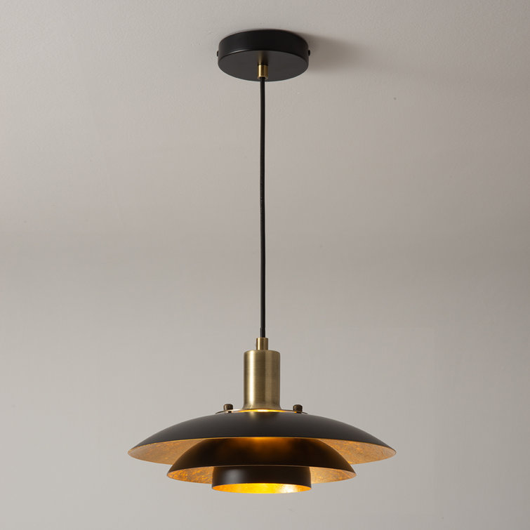 Rancho Mirage Matte Black and Brass Pendant Light