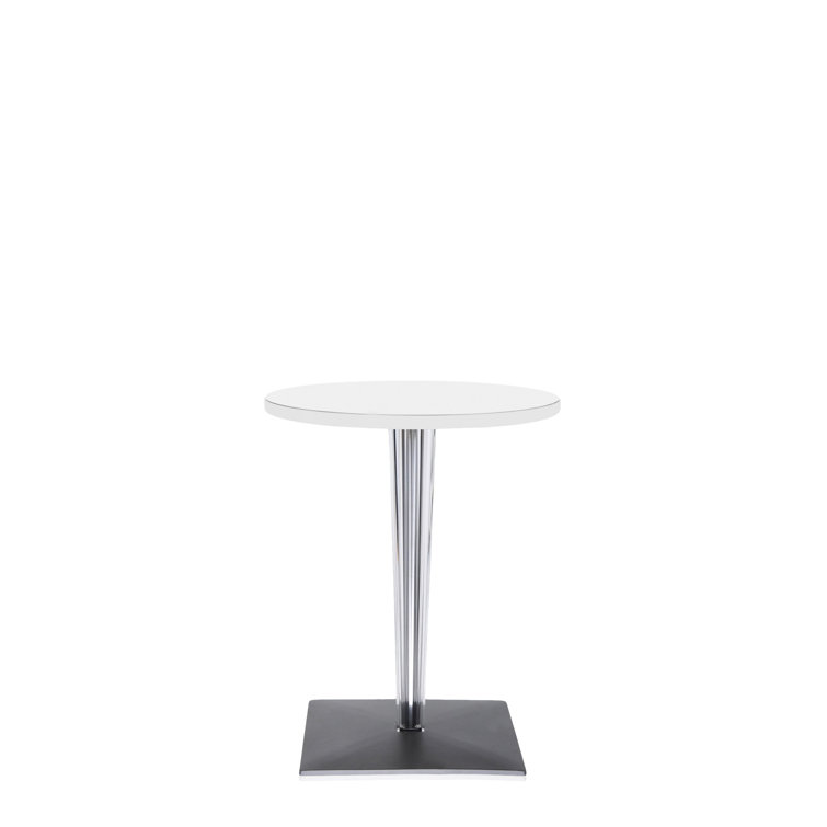 White Melamine 24" Square Coffee Table with Transparent Legs