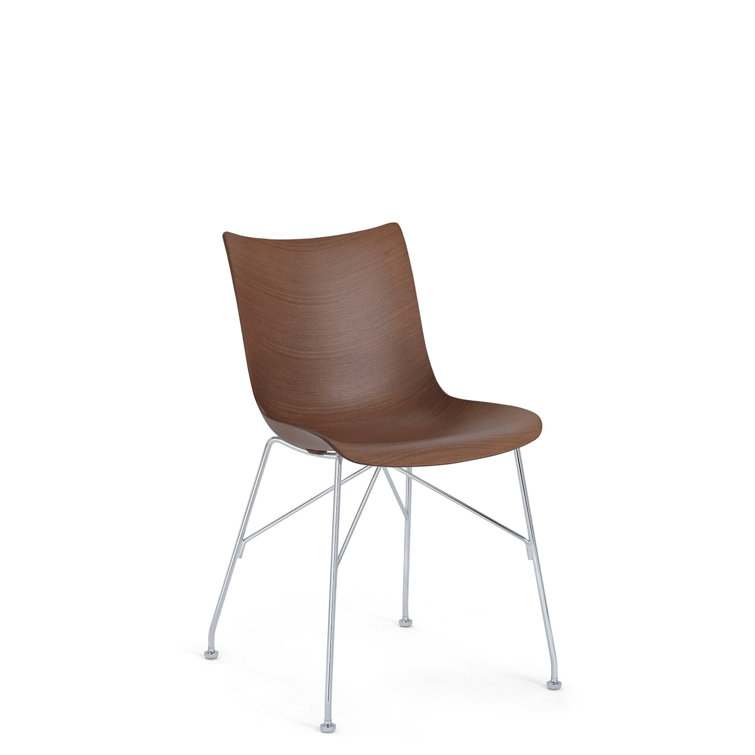 Dark Wood and Chrome Modern Arm Chair