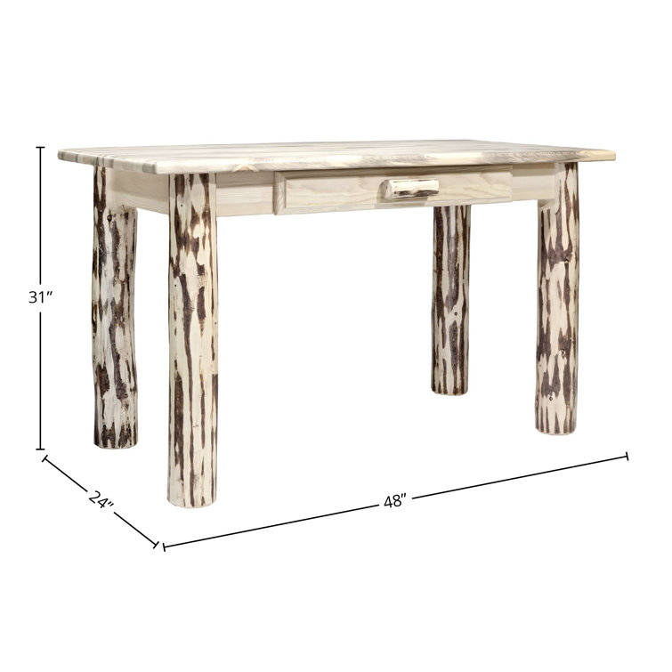 Montana 48" Lacquered Pine Writing Desk with Drawer