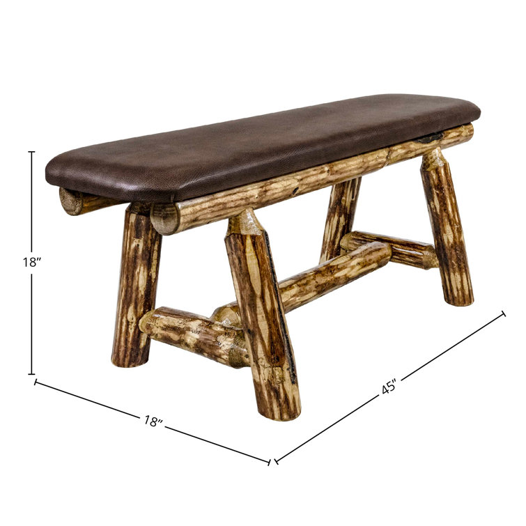 Glacier Country Rustic Plank-Style 45" Bench with Saddle Upholstery