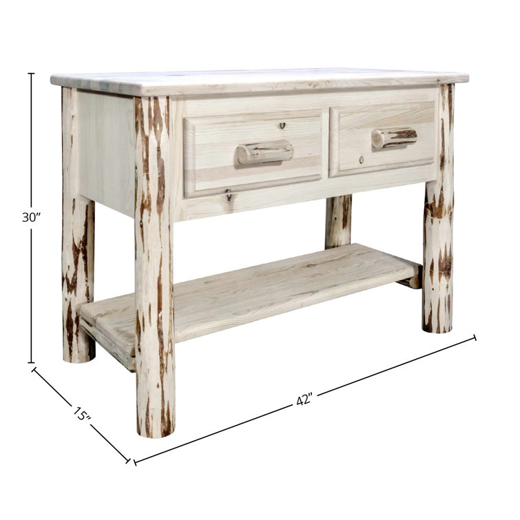 Montana Heritage 42" Natural Pine Console Table with Storage