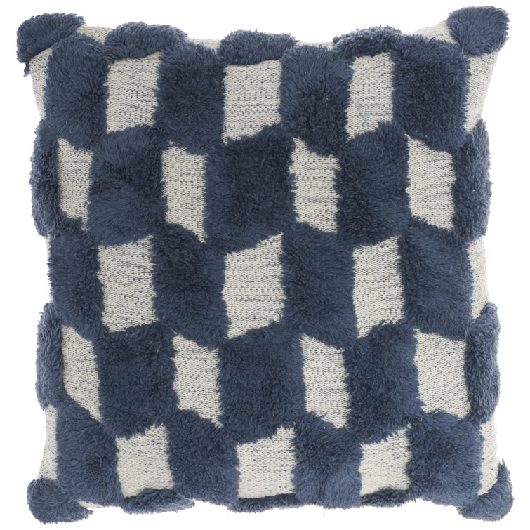 Nicole Curtis Handmade Navy 18" Square Cotton Blend Throw Pillow