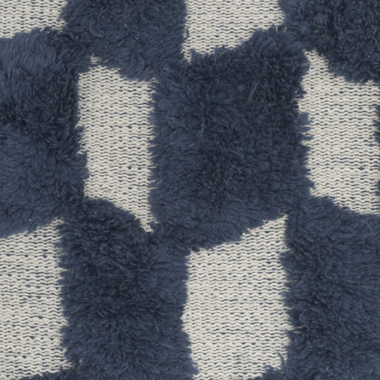 Nicole Curtis Handmade Navy 18" Square Cotton Blend Throw Pillow