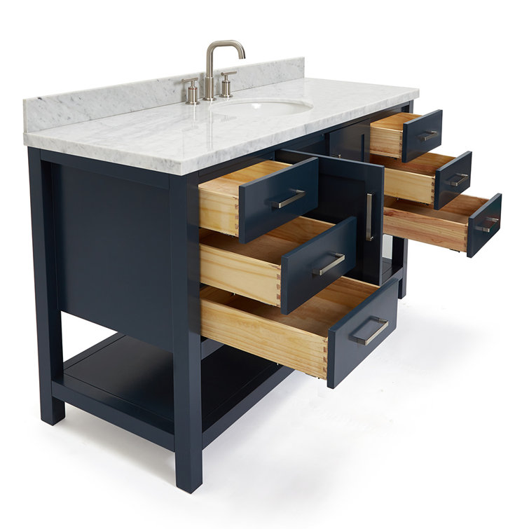 Magnolia Midnight Blue 61" Single Sink Vanity with Marble Top
