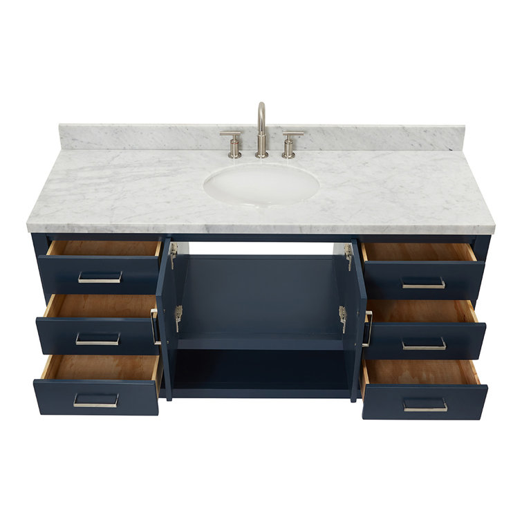 Magnolia Midnight Blue 61" Single Sink Vanity with Marble Top
