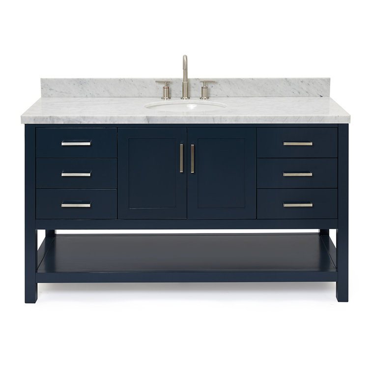 Magnolia Midnight Blue 61" Single Sink Vanity with Marble Top