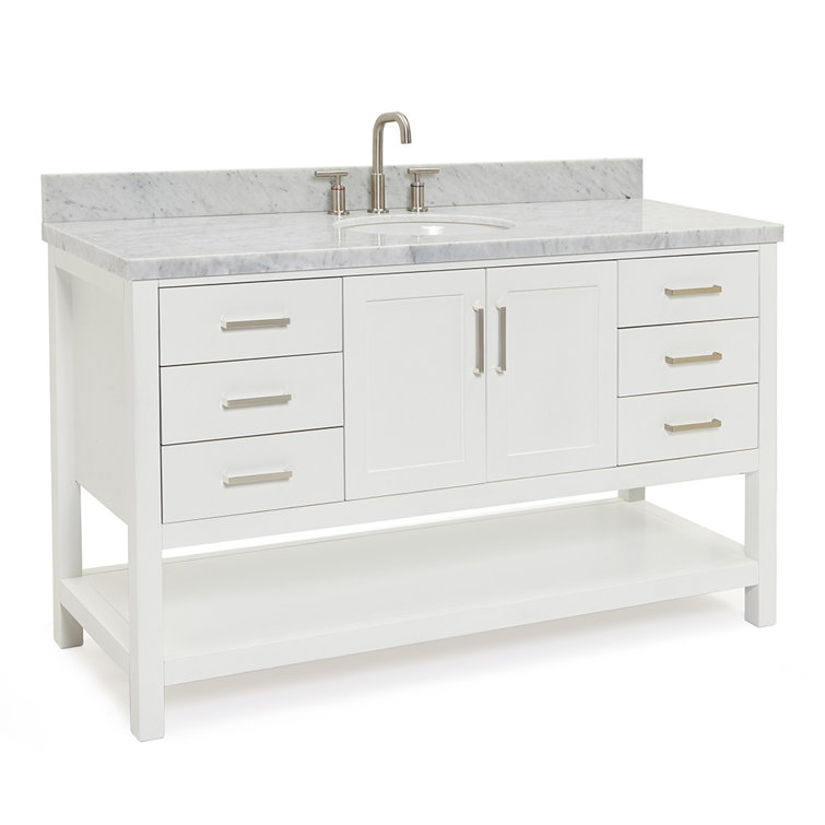 Magnolia 61" White Marble Top Freestanding Bathroom Vanity