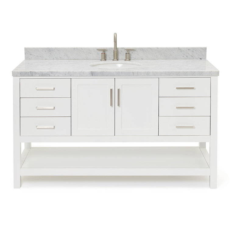 Magnolia 61" White Marble Top Freestanding Bathroom Vanity