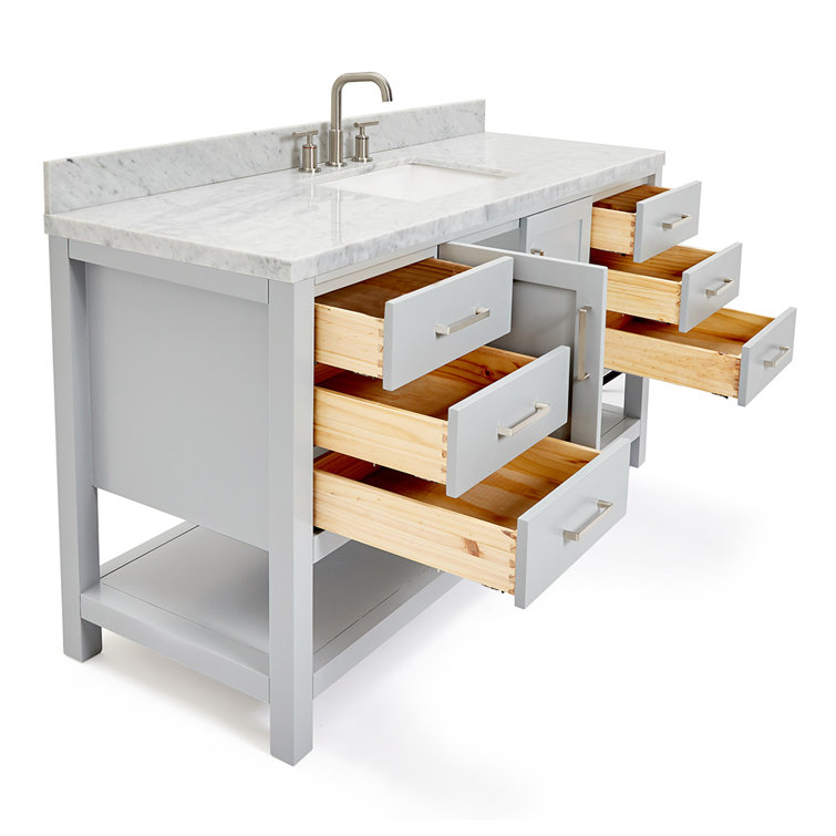 Magnolia 61" Gray Freestanding Double Basin Vanity with Carrara White Top