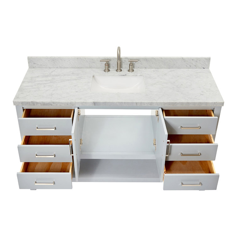 Magnolia 61" Gray Freestanding Double Basin Vanity with Carrara White Top