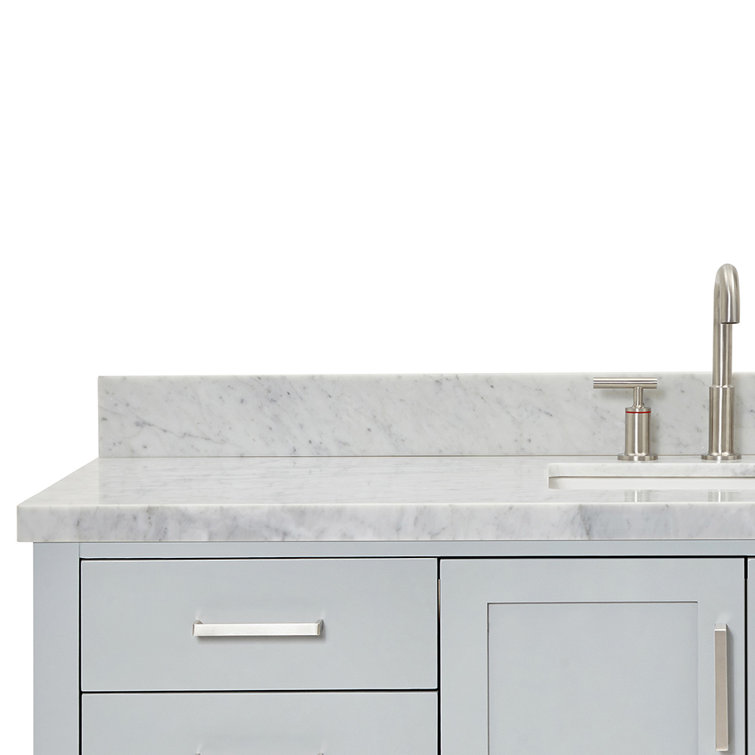 Magnolia 61" Gray Freestanding Double Basin Vanity with Carrara White Top