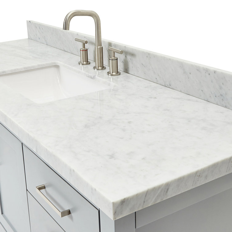 Magnolia 61" Gray Freestanding Double Basin Vanity with Carrara White Top