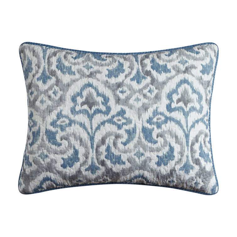 Coastal Breeze Twin Cotton Quilt Set with Reversible Blue Design