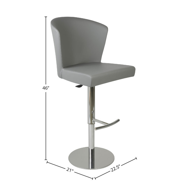 Verona Adjustable Swivel Bar Stool in Gray Leather