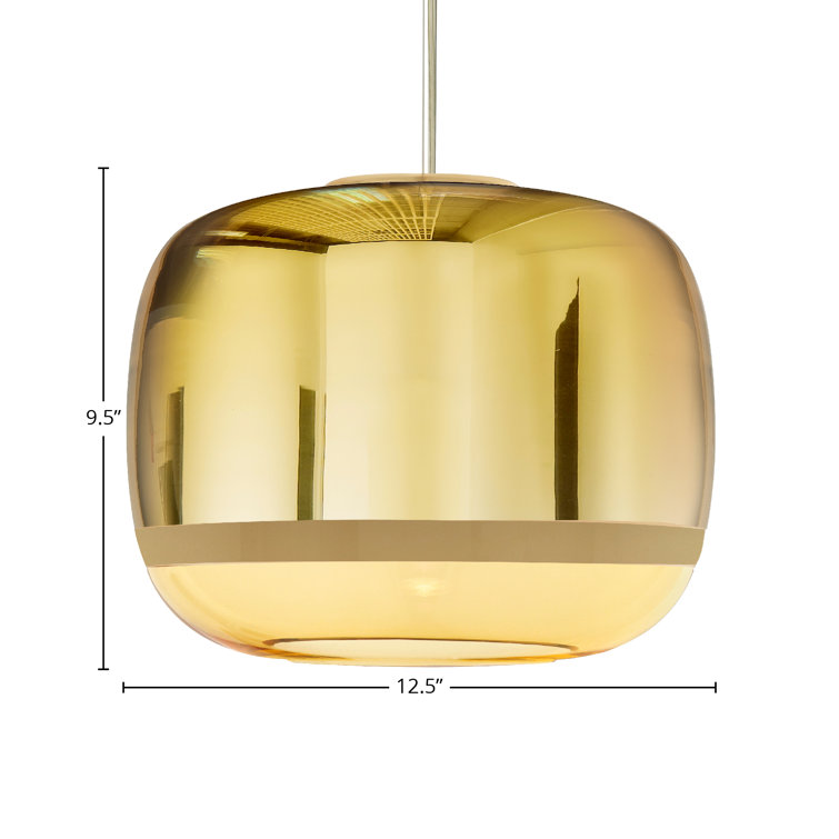 Venetian Elegance Hand-Blown Glass Gold Drum Pendant Light