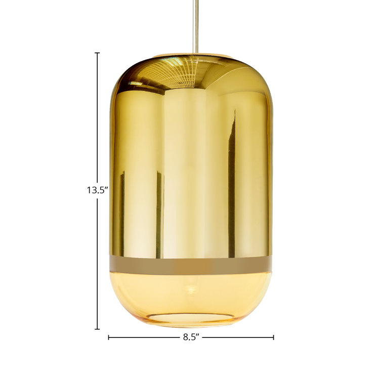Venetian Elegance Hand-Blown Gold Glass Drum Pendant Light