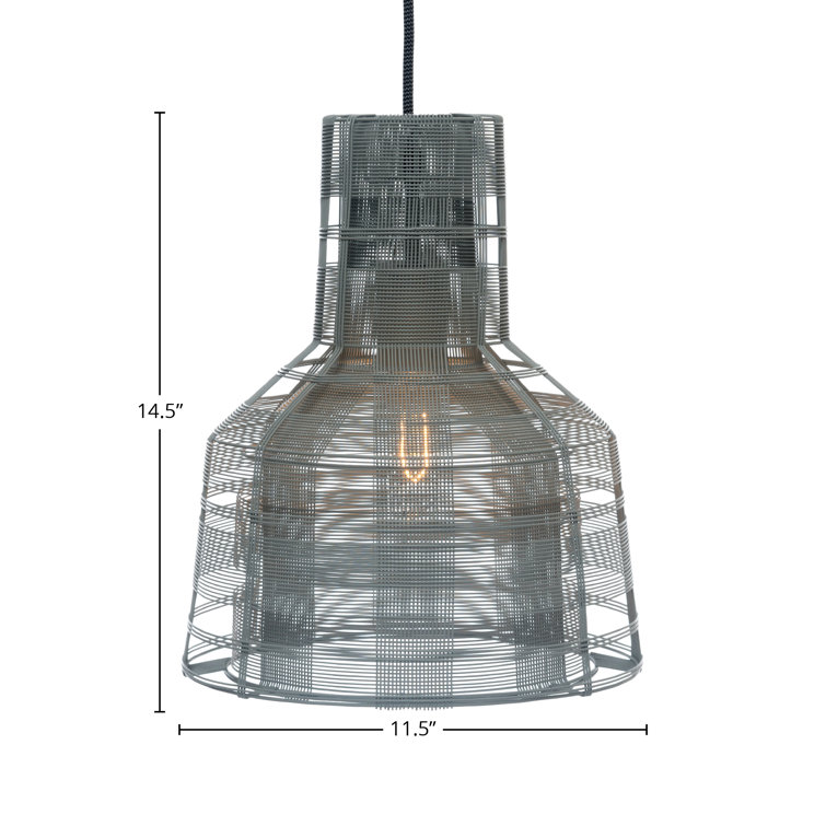 Handwoven Galvanized Iron 1-Light Mini Pendant in Light Gray