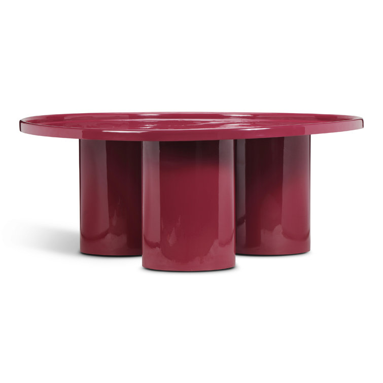 Plum Round Metal Coffee Table with Sleek Steel Frame