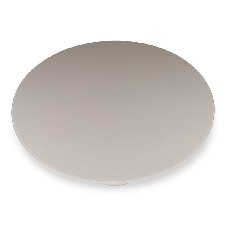 Round Glass Top Pedestal Dining Table with Off White Finish