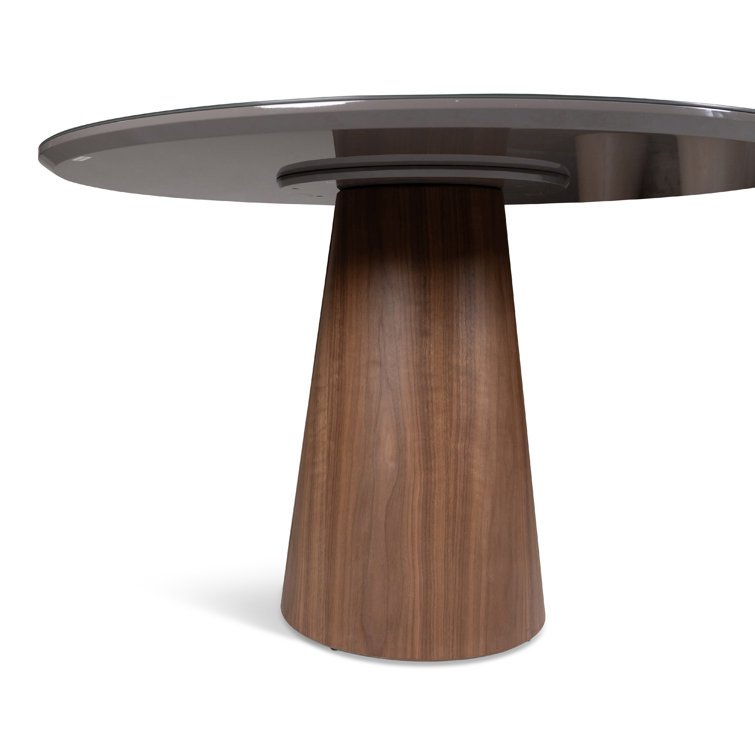 Chumbo Glass Top Round Pedestal Dining Table