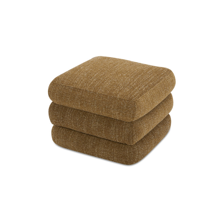 Mellow Mustard Upholstered Solid Wood Accent Stool