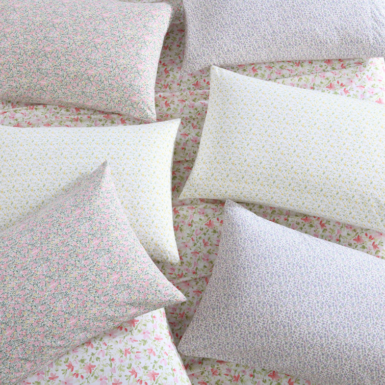 Norella Pink Floral Cotton Percale Full Sheet Set