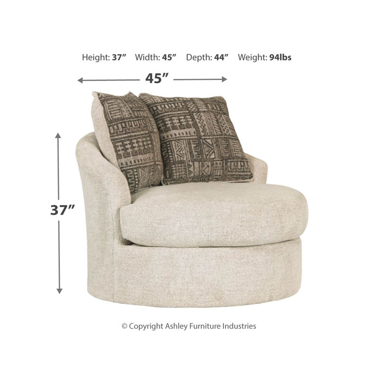 Modern Stone White Swivel Barrel Chair with Geometric Pillows
