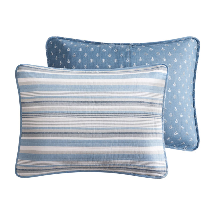 Blue Heather Cotton Reversible Full Quilt Set