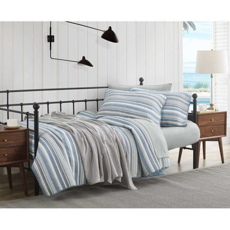 Blue Heather Cotton Reversible Full Quilt Set