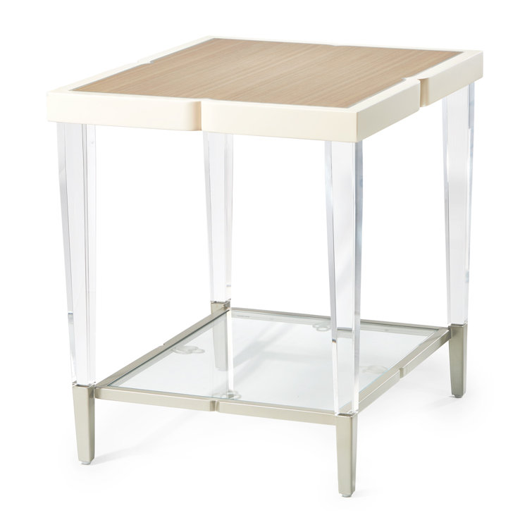 Transitional Cream Acrylic Rectangular Occasional Table