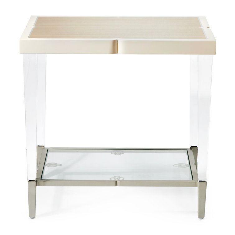 Transitional Cream Acrylic Rectangular Occasional Table