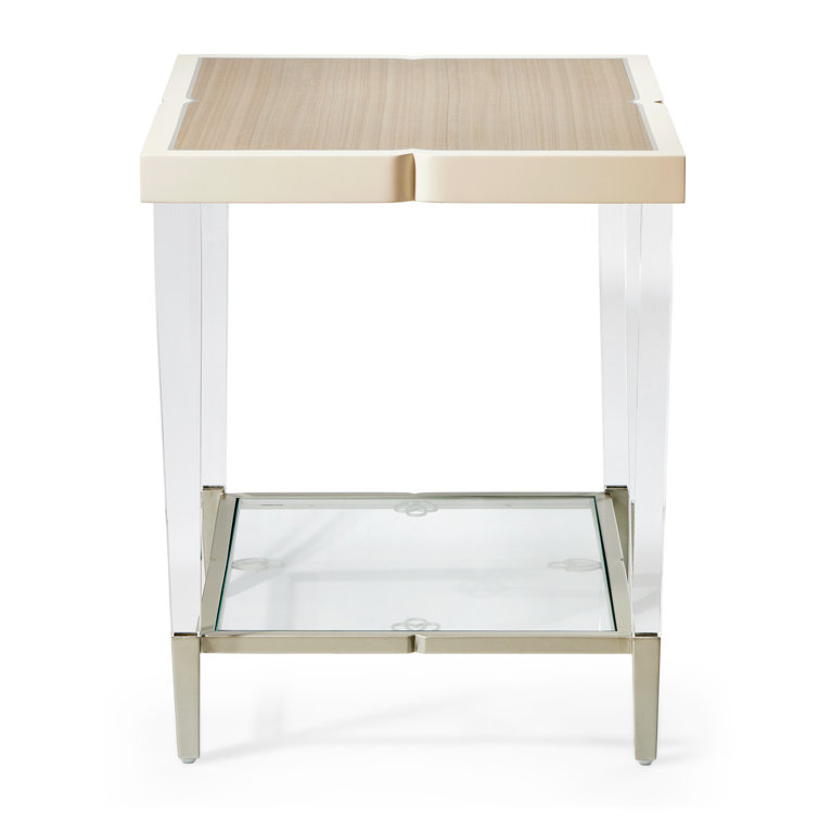 Transitional Cream Acrylic Rectangular Occasional Table