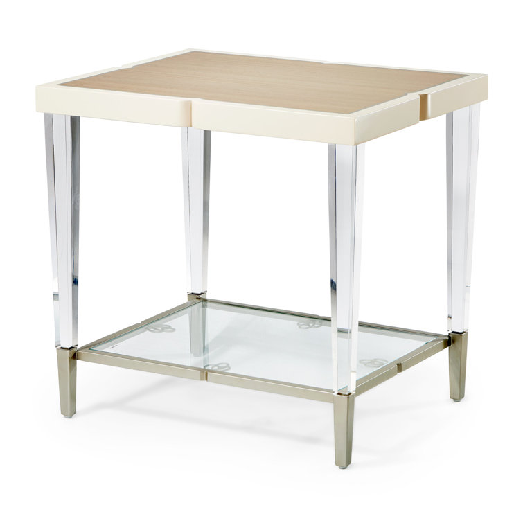Transitional Cream Acrylic Rectangular Occasional Table