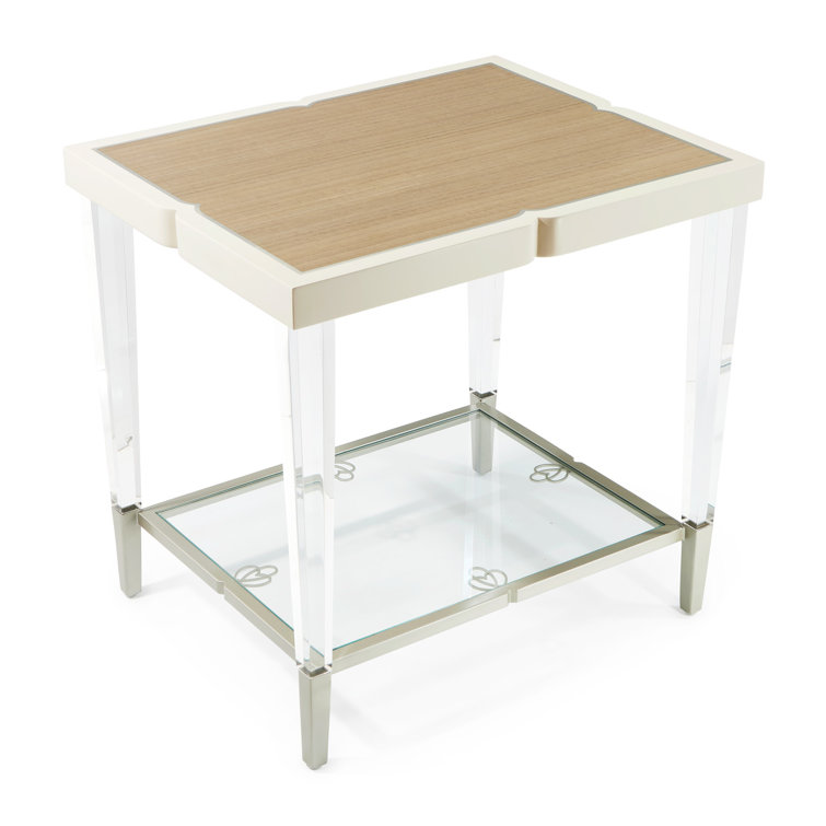 Transitional Cream Acrylic Rectangular Occasional Table