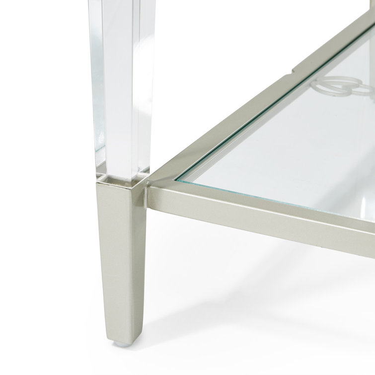Transitional Cream Acrylic Rectangular Occasional Table