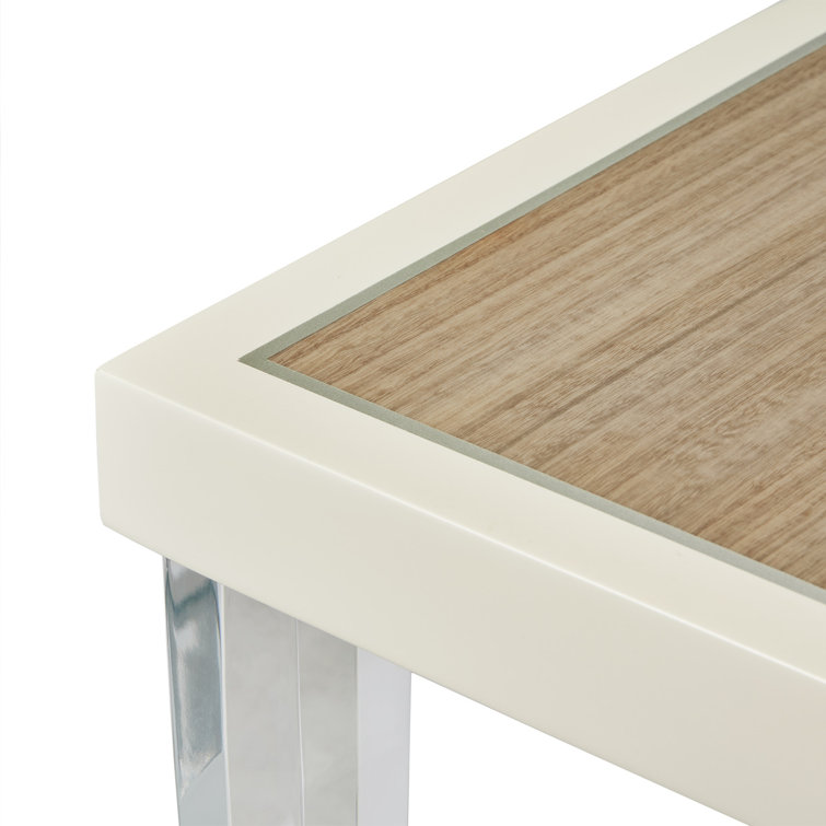 Transitional Cream Acrylic Rectangular Occasional Table