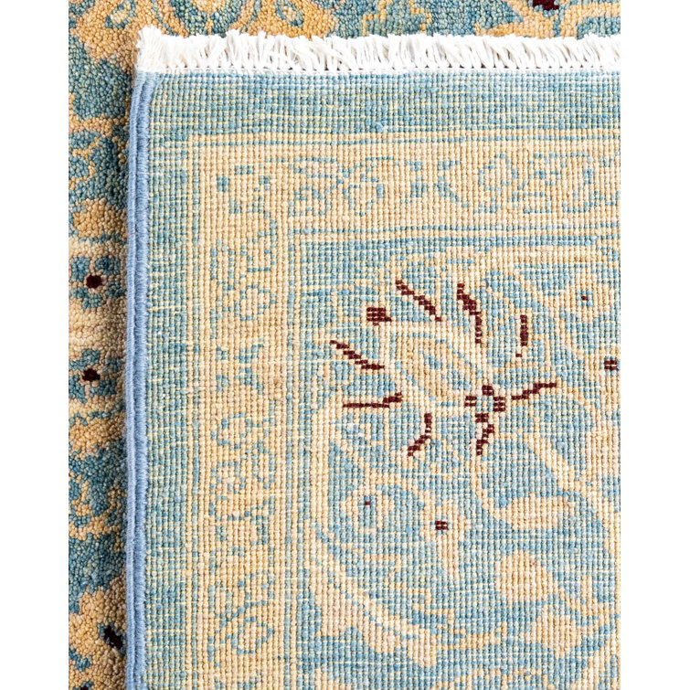 Handmade Blue Wool Rectangular 6' 1" x 9' 0" Area Rug